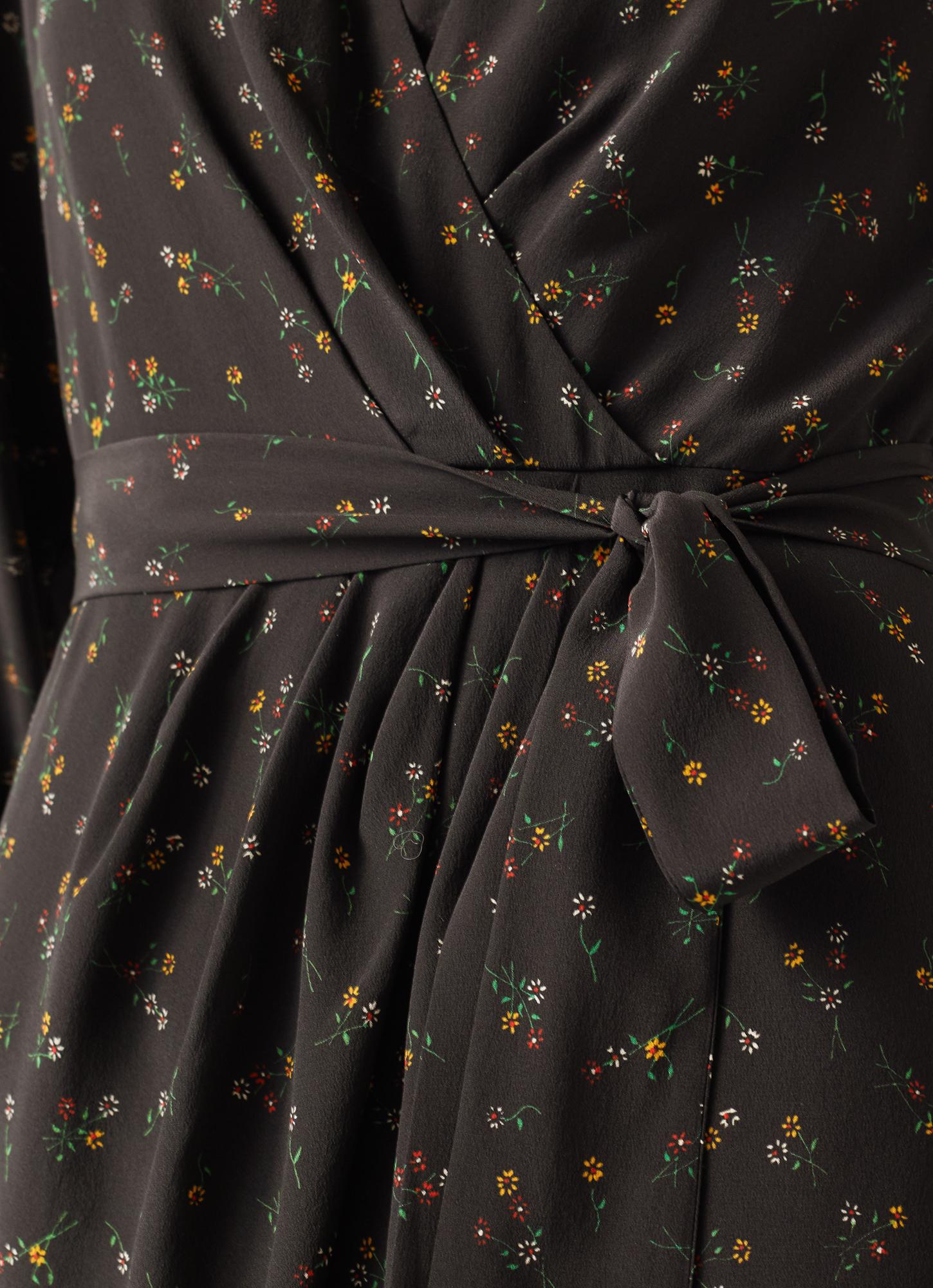 Selene Black Floral Print Wrap Dress ...